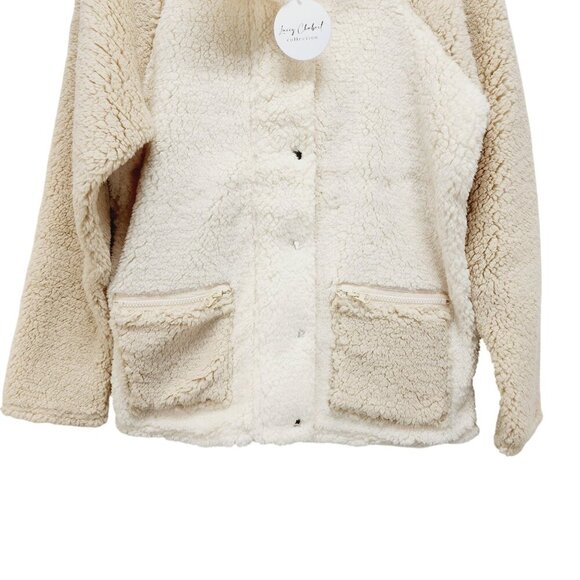 Lacey Chabert Women's Comfy Chic Sherpa Jacket Beige cream Size S - Picture 7 of 13